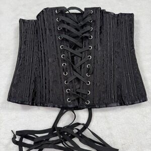 Shaperx Womens Black Floral Brocade Underbust Corset Waist Cincher Small